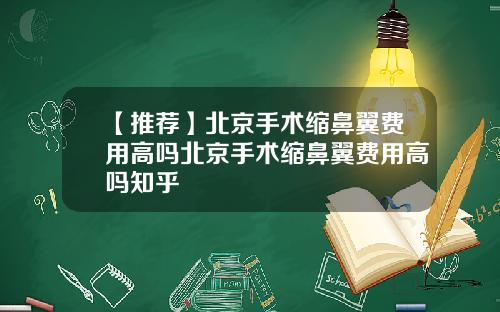 【推荐】北京手术缩鼻翼费用高吗北京手术缩鼻翼费用高吗知乎