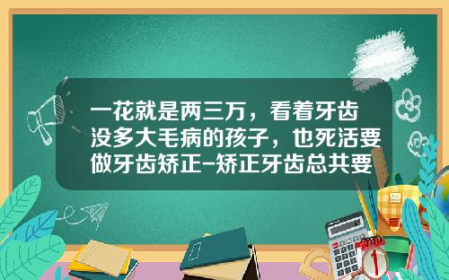 一花就是两三万，看着牙齿没多大毛病的孩子，也死活要做牙齿矫正-矫正牙齿总共要多少钱一颗