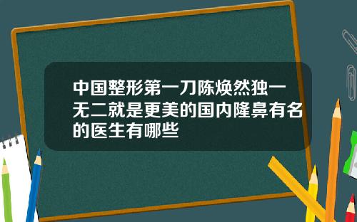 中国整形第一刀陈焕然独一无二就是更美的国内隆鼻有名的医生有哪些