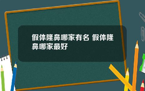 假体隆鼻哪家有名 假体隆鼻哪家最好