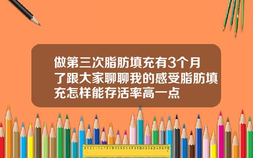 做第三次脂肪填充有3个月了跟大家聊聊我的感受脂肪填充怎样能存活率高一点