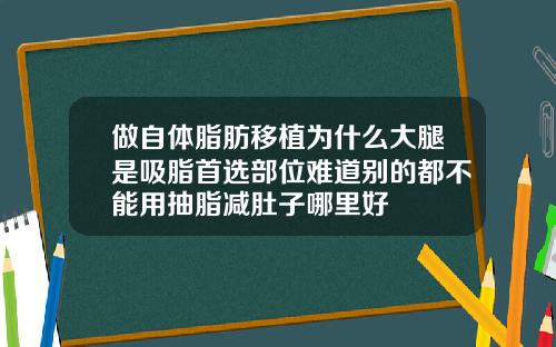 做自体脂肪移植为什么大腿是吸脂首选部位难道别的都不能用抽脂减肚子哪里好