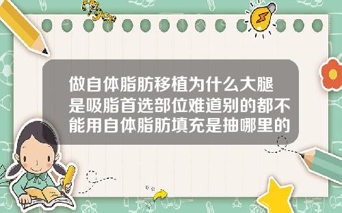 做自体脂肪移植为什么大腿是吸脂首选部位难道别的都不能用自体脂肪填充是抽哪里的
