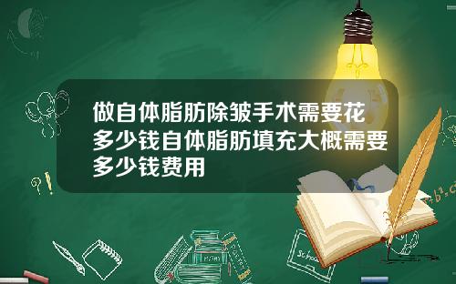 做自体脂肪除皱手术需要花多少钱自体脂肪填充大概需要多少钱费用
