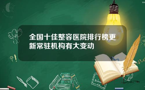 全国十佳整容医院排行榜更新常驻机构有大变动