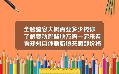 全脸整容大概需要多少钱你了解要动哪些地方吗一起来看看郑州自体脂肪填充面部价格