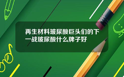 再生材料玻尿酸巨头们的下一战玻尿酸什么牌子好