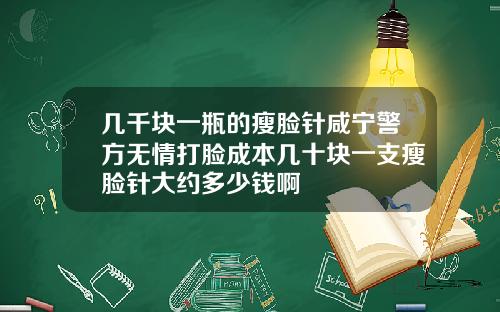 几千块一瓶的瘦脸针咸宁警方无情打脸成本几十块一支瘦脸针大约多少钱啊
