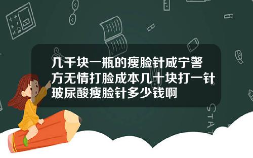 几千块一瓶的瘦脸针咸宁警方无情打脸成本几十块打一针玻尿酸瘦脸针多少钱啊