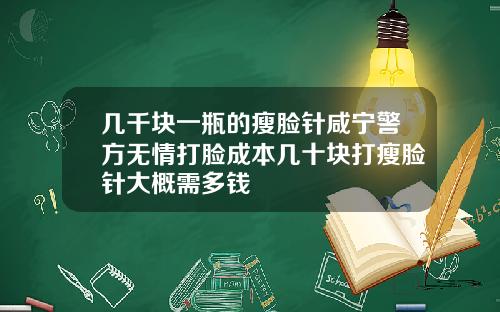 几千块一瓶的瘦脸针咸宁警方无情打脸成本几十块打瘦脸针大概需多钱