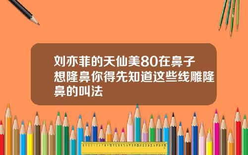 刘亦菲的天仙美80在鼻子想隆鼻你得先知道这些线雕隆鼻的叫法