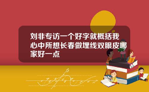 刘非专访一个好字就概括我心中所想长春做埋线双眼皮哪家好一点