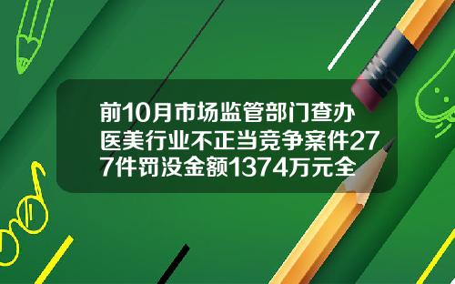 前10月市场监管部门查办医美行业不正当竞争案件277件罚没金额1374万元全身抽脂价目表