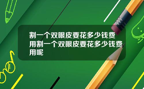割一个双眼皮要花多少钱费用割一个双眼皮要花多少钱费用呢