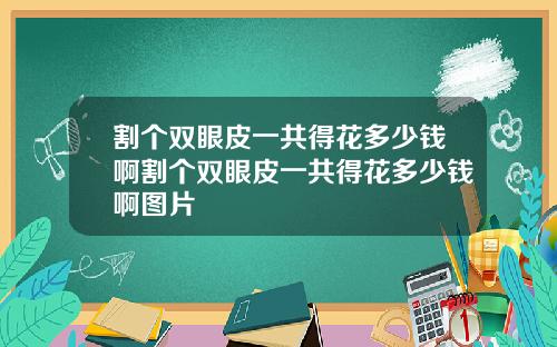 割个双眼皮一共得花多少钱啊割个双眼皮一共得花多少钱啊图片