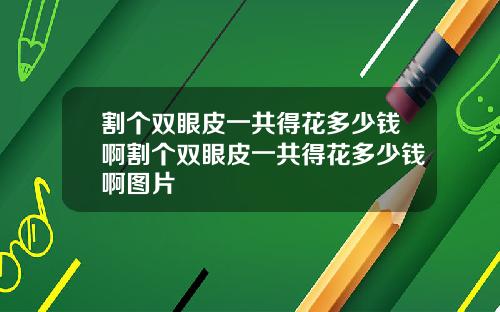 割个双眼皮一共得花多少钱啊割个双眼皮一共得花多少钱啊图片