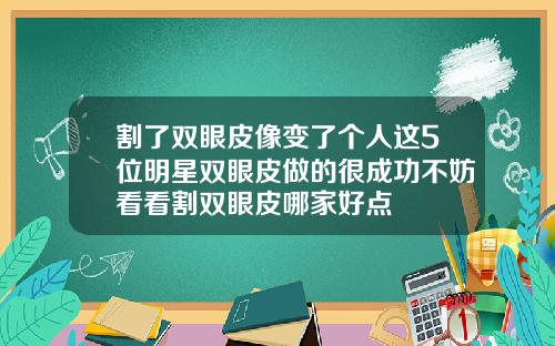 割了双眼皮像变了个人这5位明星双眼皮做的很成功不妨看看割双眼皮哪家好点