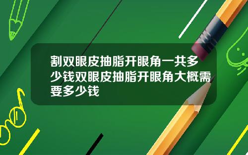 割双眼皮抽脂开眼角一共多少钱双眼皮抽脂开眼角大概需要多少钱
