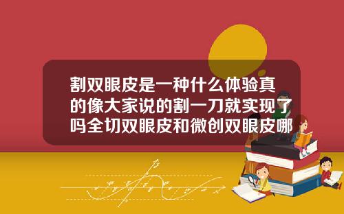 割双眼皮是一种什么体验真的像大家说的割一刀就实现了吗全切双眼皮和微创双眼皮哪个好