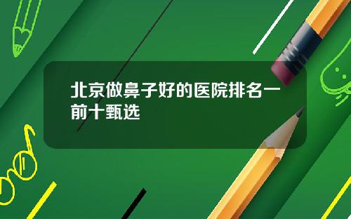 北京做鼻子好的医院排名一前十甄选
