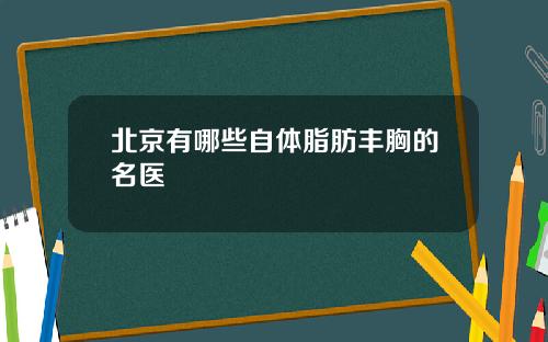 北京有哪些自体脂肪丰胸的名医