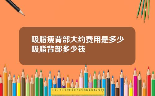 吸脂瘦背部大约费用是多少吸脂背部多少钱