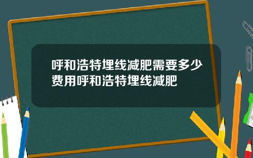 呼和浩特埋线减肥需要多少费用呼和浩特埋线减肥