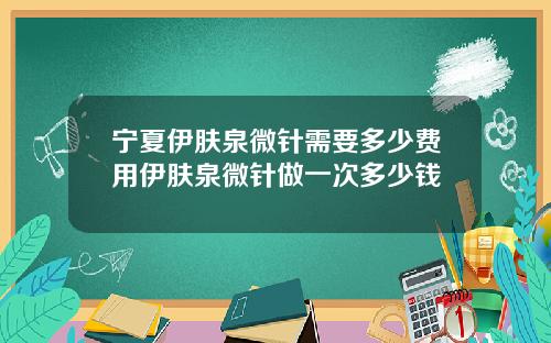 宁夏伊肤泉微针需要多少费用伊肤泉微针做一次多少钱