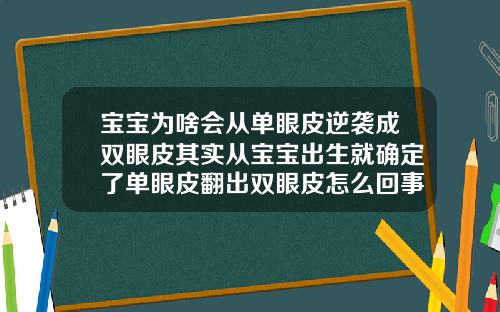 宝宝为啥会从单眼皮逆袭成双眼皮其实从宝宝出生就确定了单眼皮翻出双眼皮怎么回事