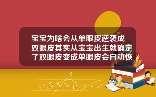 宝宝为啥会从单眼皮逆袭成双眼皮其实从宝宝出生就确定了双眼皮变成单眼皮会自动恢复吗