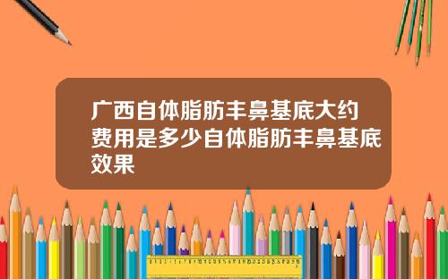 广西自体脂肪丰鼻基底大约费用是多少自体脂肪丰鼻基底效果