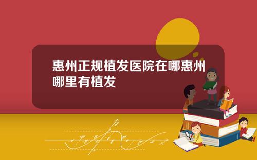 惠州正规植发医院在哪惠州哪里有植发