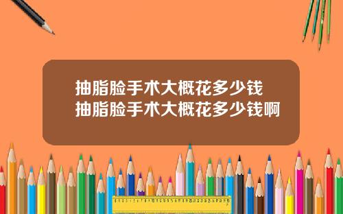 抽脂脸手术大概花多少钱 抽脂脸手术大概花多少钱啊