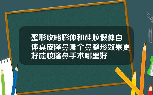 整形攻略膨体和硅胶假体自体真皮隆鼻哪个鼻整形效果更好硅胶隆鼻手术哪里好