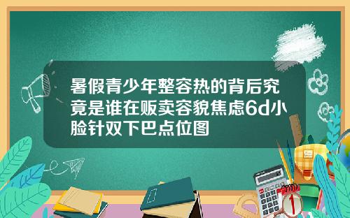 暑假青少年整容热的背后究竟是谁在贩卖容貌焦虑6d小脸针双下巴点位图