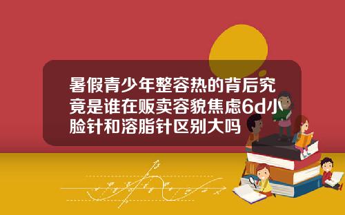 暑假青少年整容热的背后究竟是谁在贩卖容貌焦虑6d小脸针和溶脂针区别大吗
