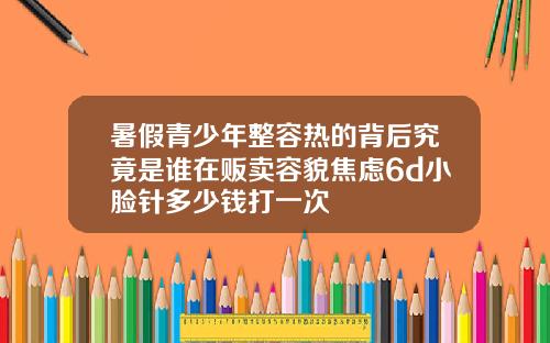 暑假青少年整容热的背后究竟是谁在贩卖容貌焦虑6d小脸针多少钱打一次