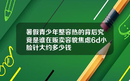 暑假青少年整容热的背后究竟是谁在贩卖容貌焦虑6d小脸针大约多少钱