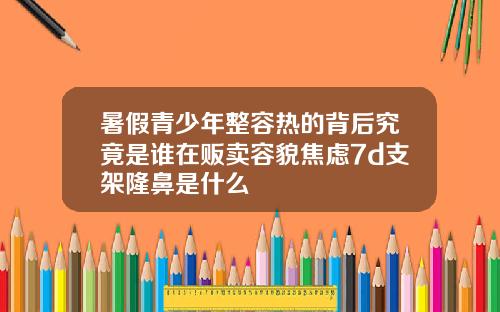 暑假青少年整容热的背后究竟是谁在贩卖容貌焦虑7d支架隆鼻是什么