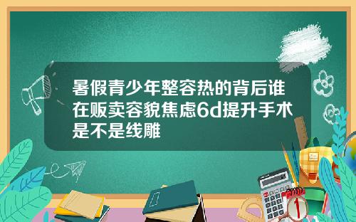 暑假青少年整容热的背后谁在贩卖容貌焦虑6d提升手术是不是线雕
