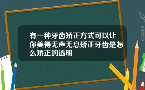 有一种牙齿矫正方式可以让你美得无声无息矫正牙齿是怎么矫正的透明