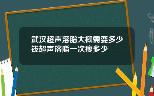 武汉超声溶脂大概需要多少钱超声溶脂一次瘦多少