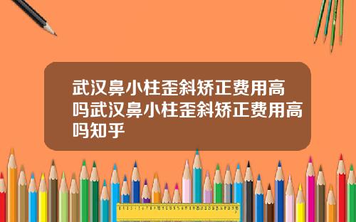 武汉鼻小柱歪斜矫正费用高吗武汉鼻小柱歪斜矫正费用高吗知乎