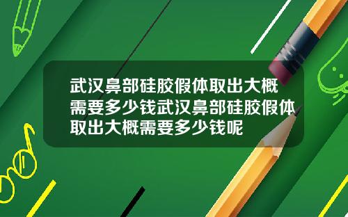 武汉鼻部硅胶假体取出大概需要多少钱武汉鼻部硅胶假体取出大概需要多少钱呢
