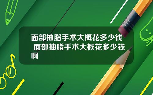 面部抽脂手术大概花多少钱 面部抽脂手术大概花多少钱啊