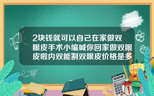 2块钱就可以自己在家做双眼皮手术小编喊你回家做双眼皮啦内双能割双眼皮价格是多少钱