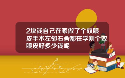 2块钱自己在家做了个双眼皮手术左邻右舍都在学割个双眼皮好多少钱呢
