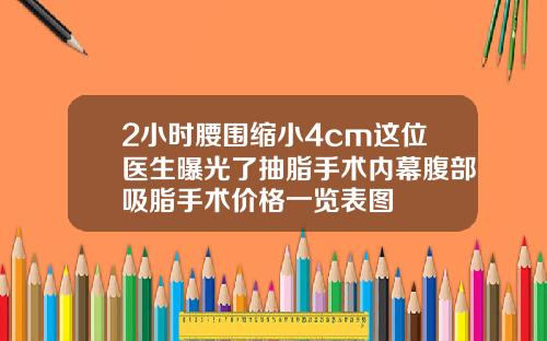 2小时腰围缩小4cm这位医生曝光了抽脂手术内幕腹部吸脂手术价格一览表图