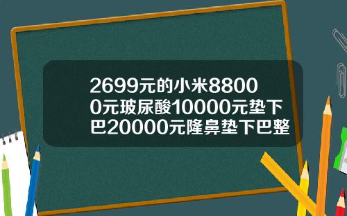 2699元的小米88000元玻尿酸10000元垫下巴20000元隆鼻垫下巴整形多少钱