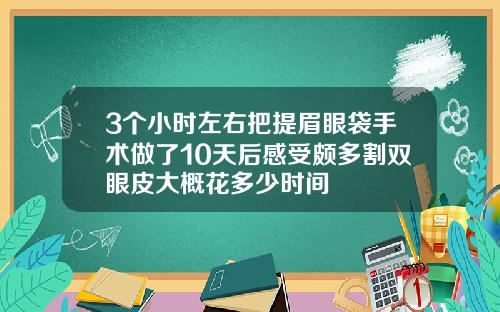 3个小时左右把提眉眼袋手术做了10天后感受颇多割双眼皮大概花多少时间